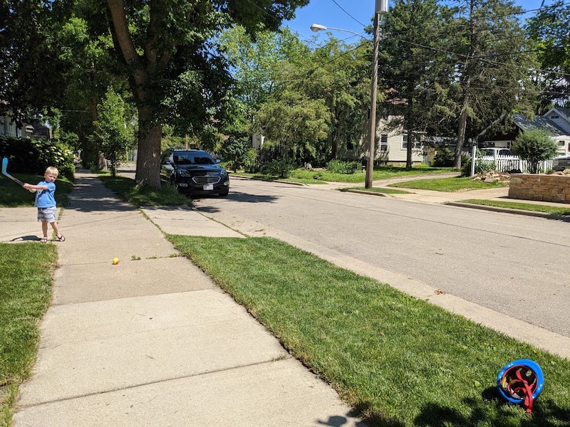 hockey in the sidewalk